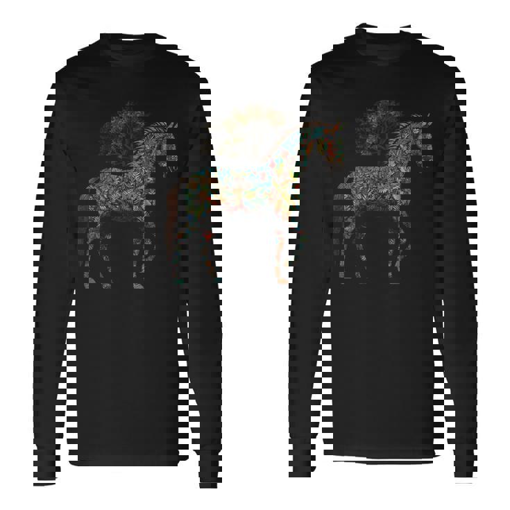 Obra De Arte De Caballo Diseño De Caballo Equitación Animales Caballo Camiseta de manga larga