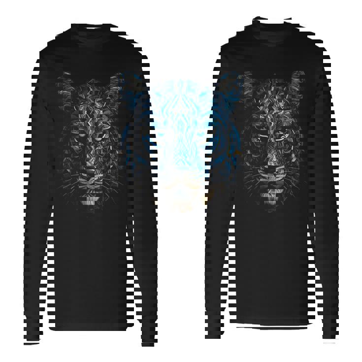 Obra De Arte Tigre Ojos Azules Arte Animal Tigre Camiseta de manga larga