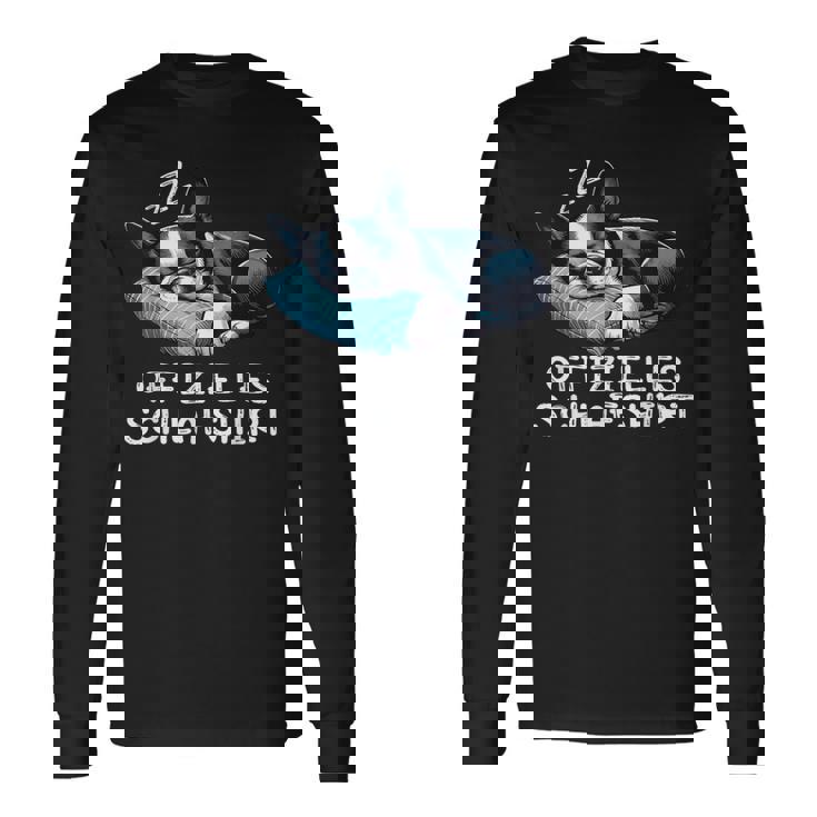 Offizielles Schlaf Boston Terrier Hund Hunde Liebhaber Langarmshirts Geschenkideen