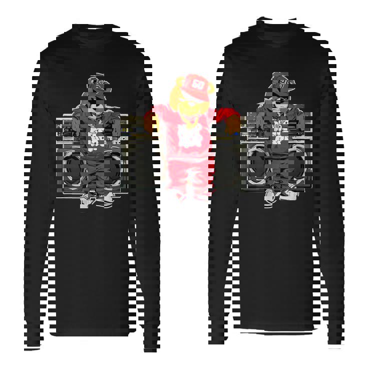 Oso Hip Hop Aniversario Graffiti Boombox De Hip Hop Camiseta de manga larga