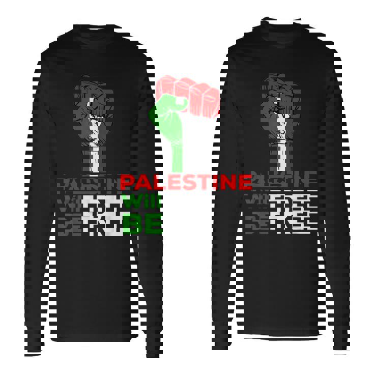 Palestine Will Be Free Camisa Con La Bandera De Palestina Camiseta de manga larga