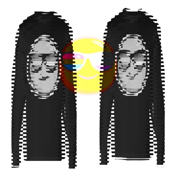 Panromantic Asexual Pride T Shirt Sunglasses Emoticon Long Sleeve T-Shirt