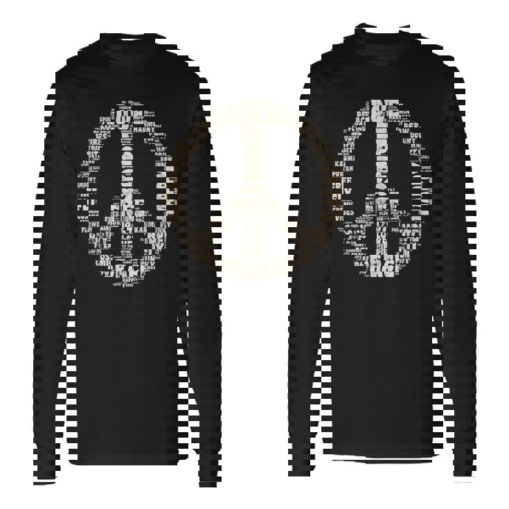 Peace Symbol Love Hippie Costume 60s 70s Peace Sign Long Sleeve T-Shirt