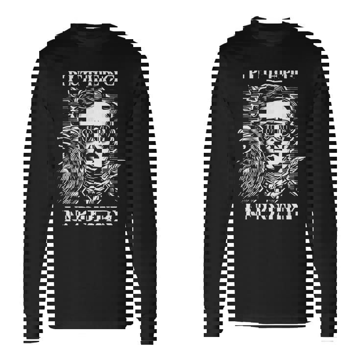 Poesía Poesía Edgar Allan Poe Con Raven Gothic Horror Escritor Camiseta de manga larga