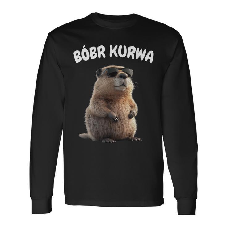 Polish Beaver Saying Bober Kurwa Yes Pierdole Bobr Langarmshirts Geschenkideen