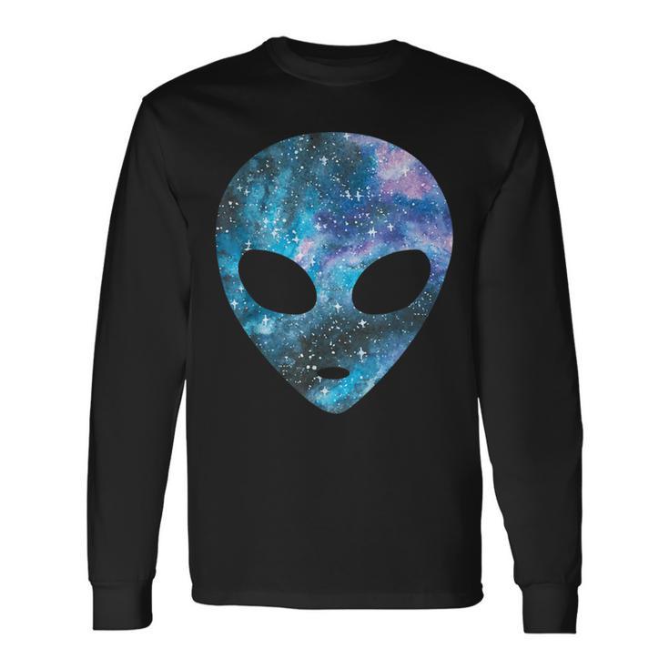 Psychedelic Alien Head Cosmic Galaxy Trippy Outer Space Langarmshirts Geschenkideen