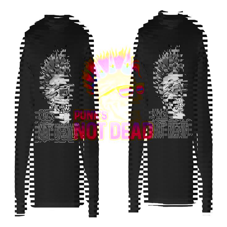 Punk's Not Dead Rock Retro Rocker Skull Punk Rock Sin Mangas Camiseta de manga larga
