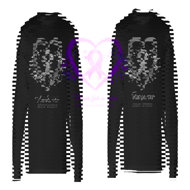 Purple Heart Butterfly Hope For A Cure Alzheimer's Awareness Long Sleeve T-Shirt