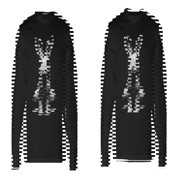Rabbit Art Polygon Animal Abstract Motif Graphic Hare Long Sleeve T-Shirt