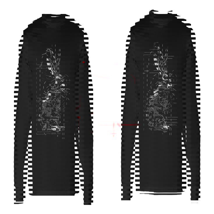 Rabbit Drawing Abstract Animal Art Geometric Graphic Hare Long Sleeve T-Shirt