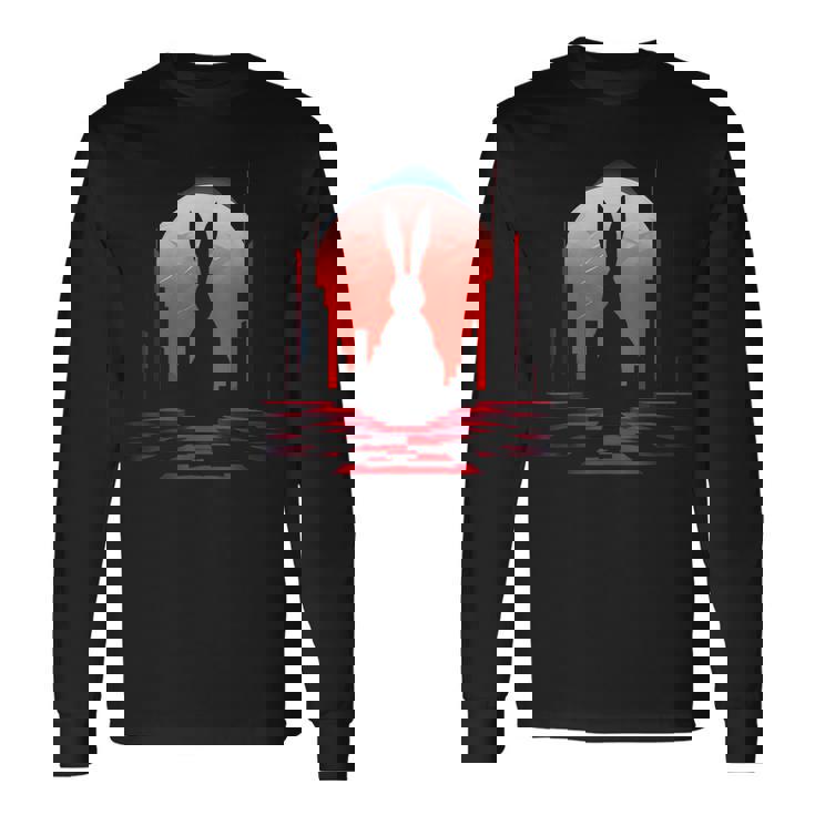 Rabbit Lover Polygon Animal Pixel Art Graphic Hare Long Sleeve T-Shirt