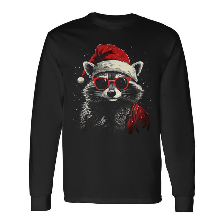 Raccoon With Christmas Hat Christmas Langarmshirts Geschenkideen