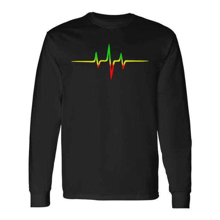 Reggae Heartbeat Pulse Frequency Music Wave Colours Langarmshirts Geschenkideen