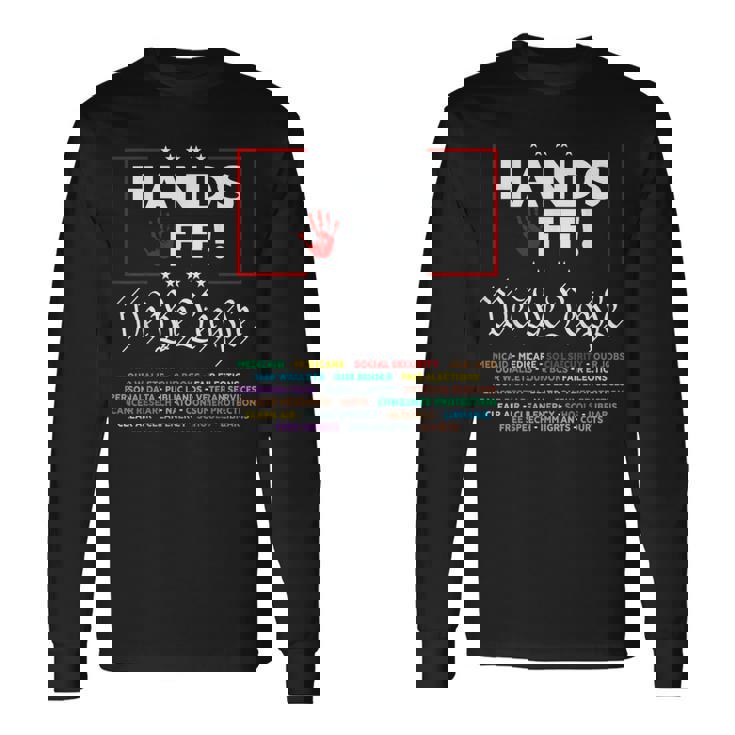 Resist Hands Off Protest Vintage We The People American Flag Long Sleeve T-Shirt