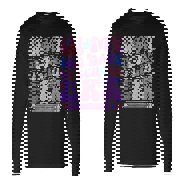 Retro Disco In My 100 Days Of School Era 100Th Day Of School Long Sleeve T-Shirt