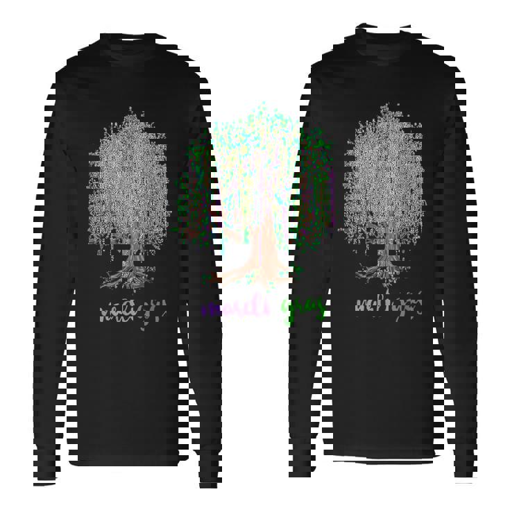 Retro Mardi Gras Beads Tree Mardi Gras Day Long Sleeve T-Shirt