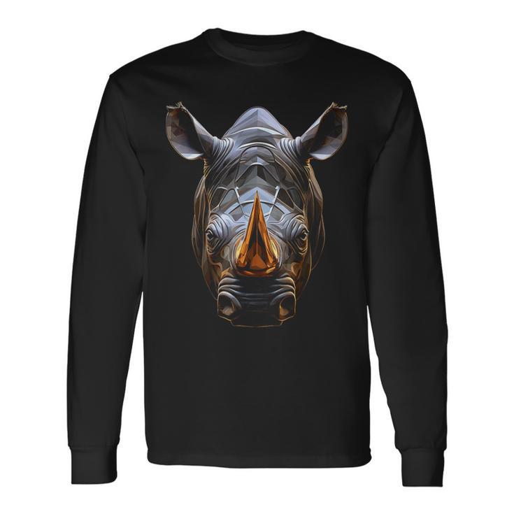 Rhino Polígono Arte Animal Ilustración Gráfico Rinoceronte Camiseta de manga larga