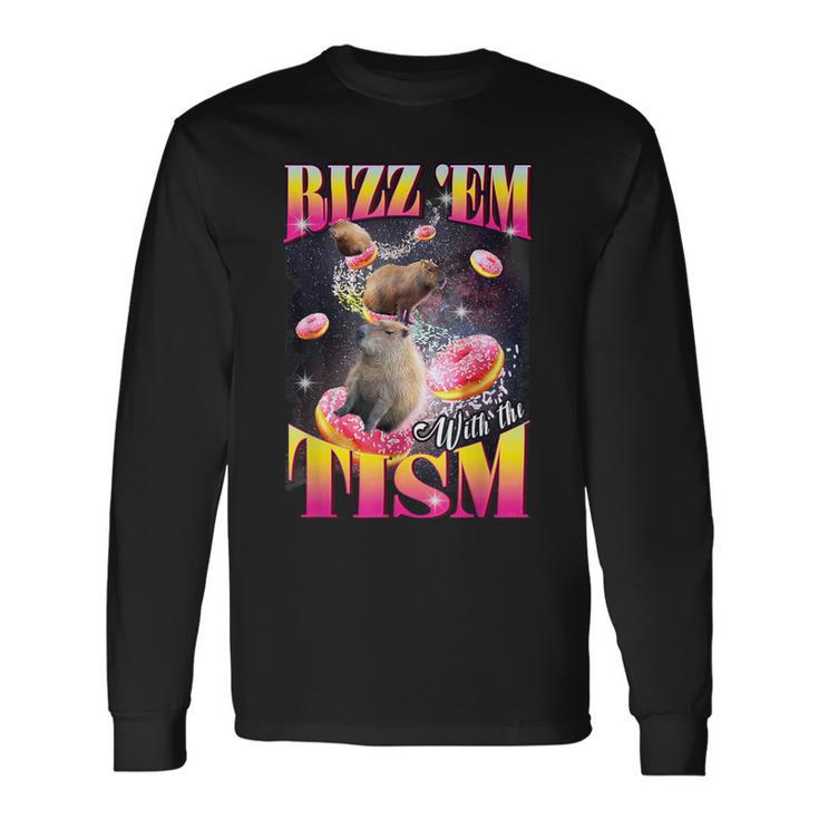 Rizz 'Em With The Tism Donut Capybara Long Sleeve T-Shirt