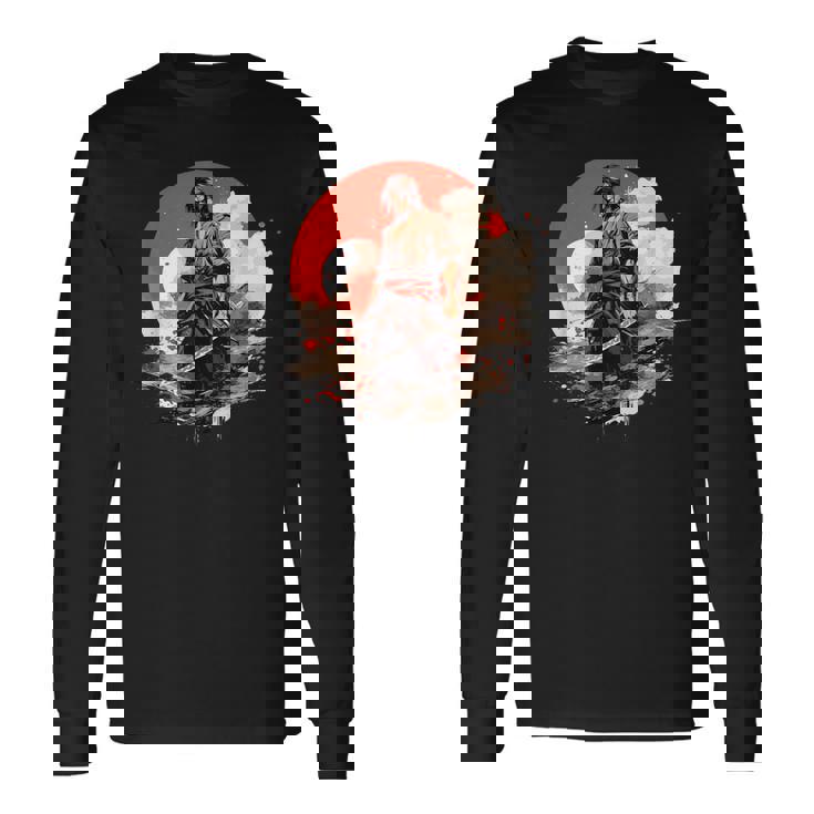 Samurai Hombres Guerrero Japonés Ninja Hombres Kawaii Camiseta de manga larga