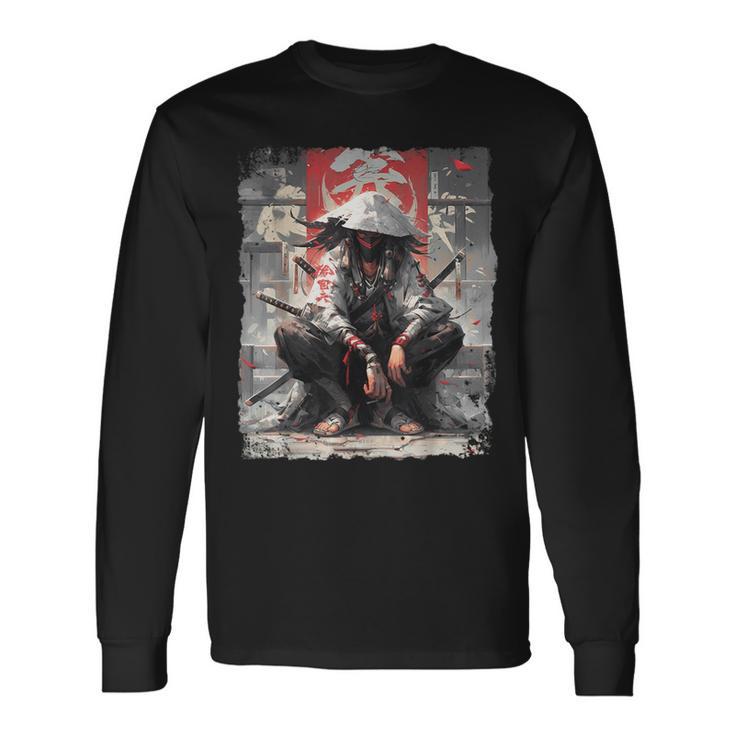 Samurai Sword Katana Ninja Japan Manga Anime Streetwear Long Sleeve T-Shirt