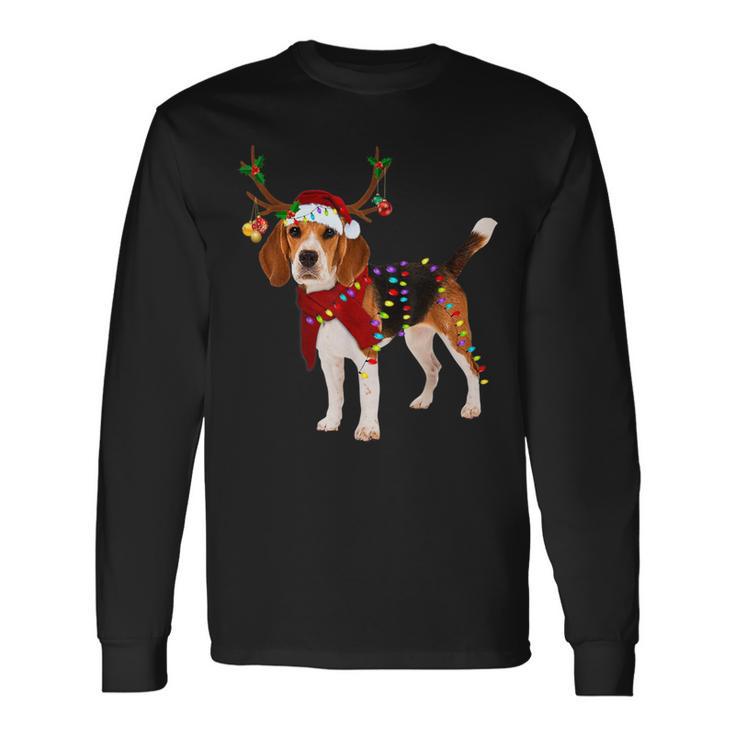 Santa Claus Beagle Reindeer Light Christmas Langarmshirts Geschenkideen