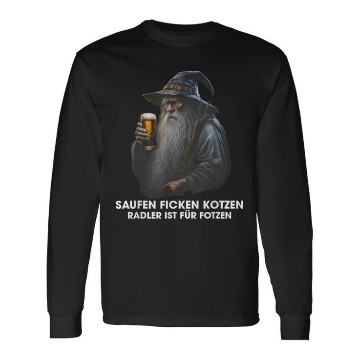 Saufen Fcken Kotzen Radler Ist Für Fotzen Saying Langarmshirts Geschenkideen