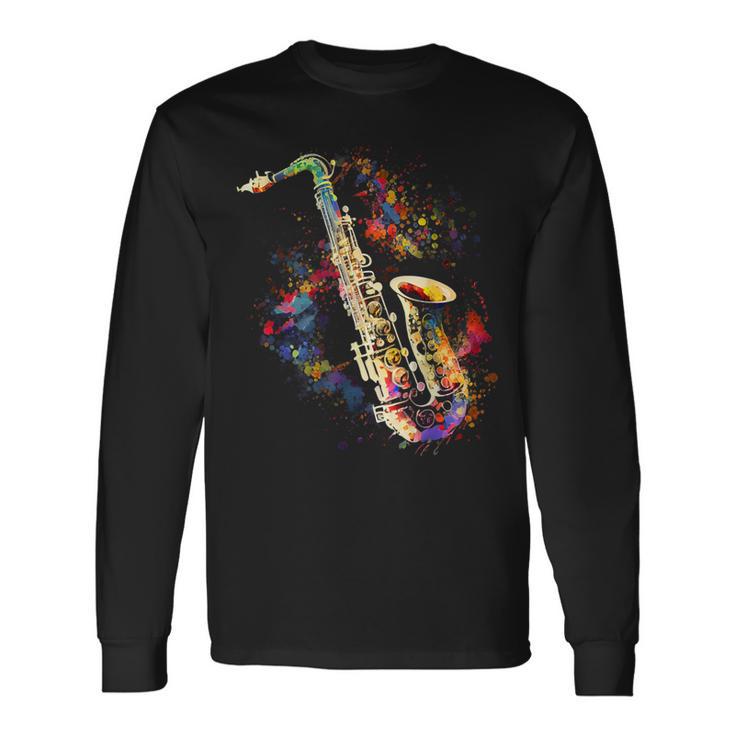 Saxophone Colourful Musician Saxophone For Saxophonists Langarmshirts Geschenkideen