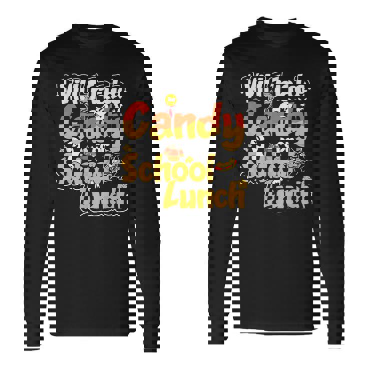 Scary Lunch Lady School Cafeteria Halloween Lunch Lady Long Sleeve T-Shirt