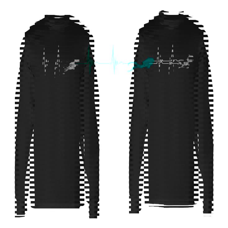 Scuba Diver Heartbeat Deep Diving EKG Pulseline Dive Long Sleeve T-Shirt