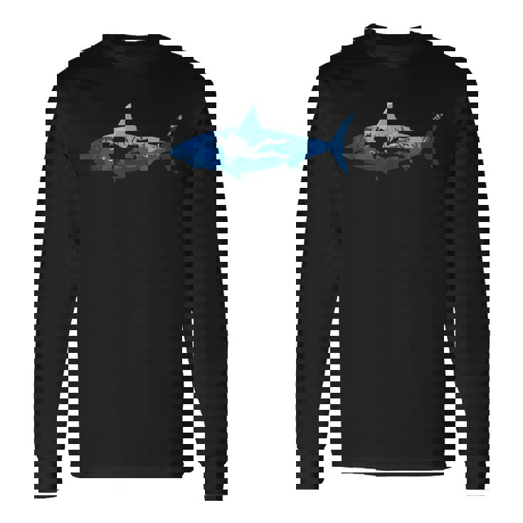 Scuba Diving Shark Ocean Explore Dive Diver Long Sleeve T-Shirt Gifts ideas