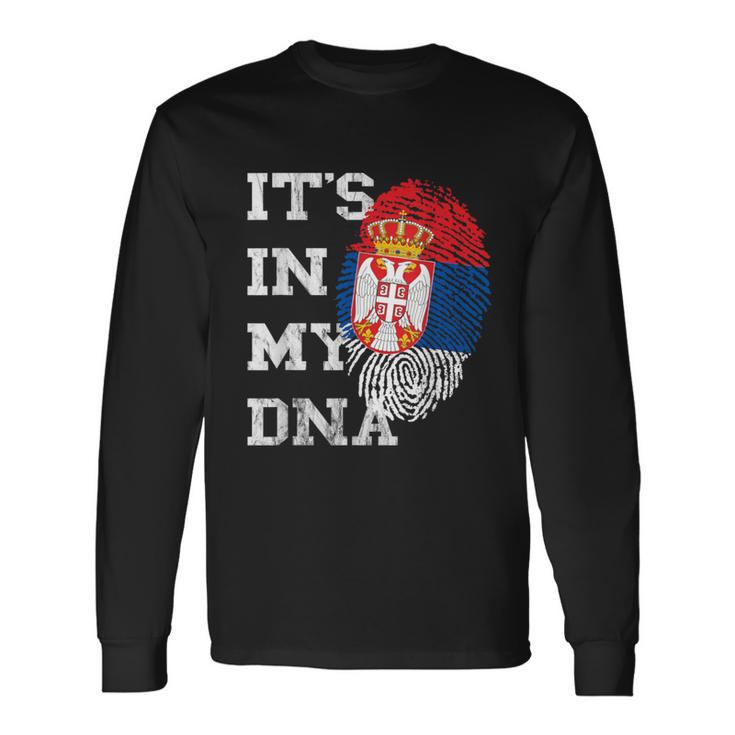 With Serbian Flag Es Ist In My Dna Serbe Genetic Langarmshirts Geschenkideen