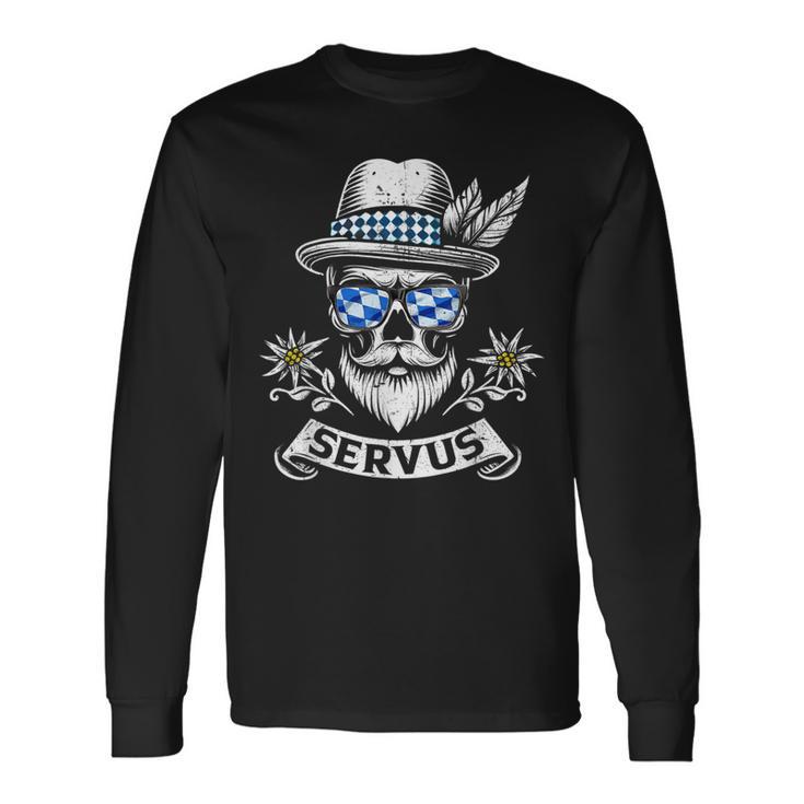 Servus Bayern Skull Bavarian Bua Costume Servus Langarmshirts Geschenkideen