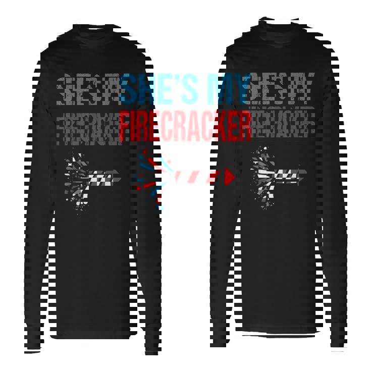 She's My Firecracker 4th Of July Fireworks Matching Couples Long Sleeve T-Shirt