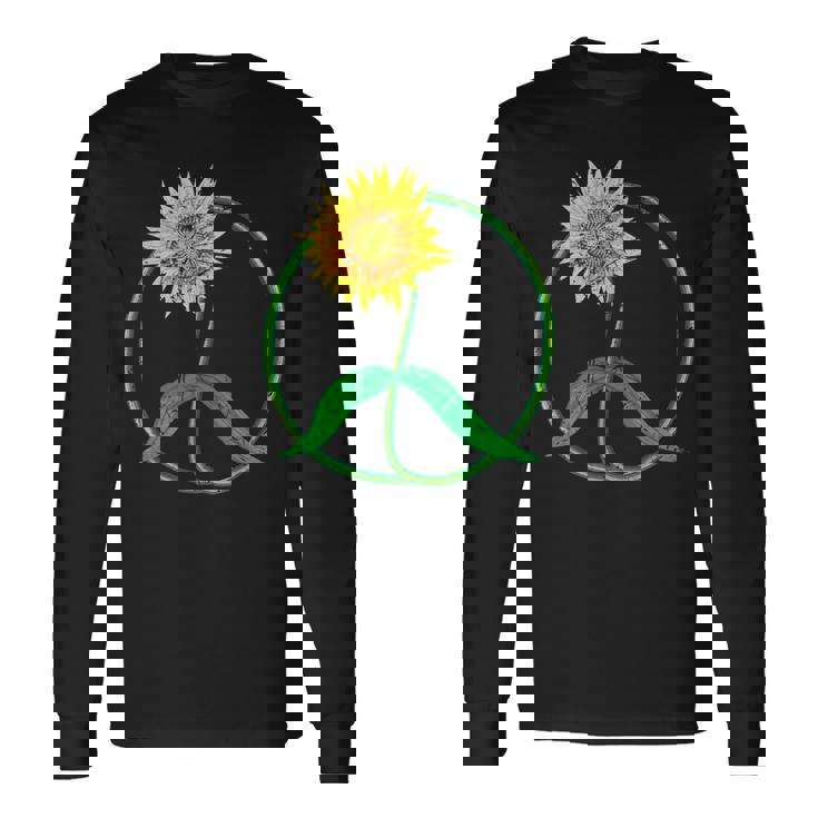 Signe De Paix Tournesol 60S 70S Hippie Fleur Symbole De Paix T-shirt à manches longues