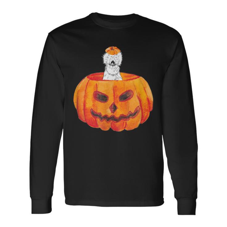 Silkie Chicken Happy Halloween Pumpkin Farm Animal Lover Long Sleeve T-Shirt