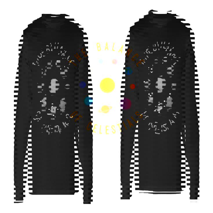 Sistema Solar Planetas Equilibrio De Los Cuerpos Celestes Camiseta de manga larga