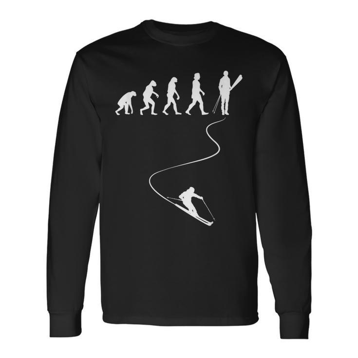 Skifahren Wintersport Skiliebhaber Evolution Des Skifahrers Langarmshirts Geschenkideen