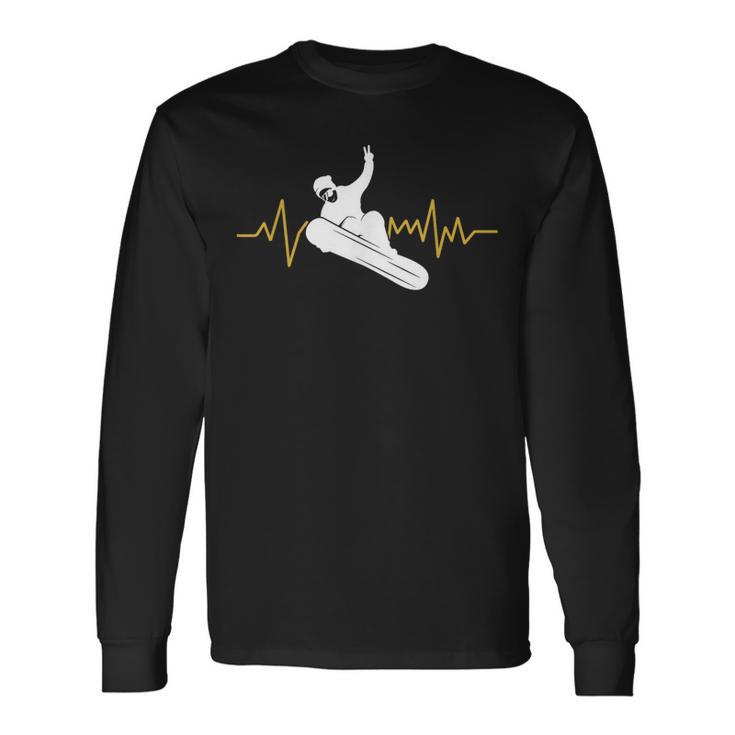 Snowboard Ekg Heartbeat Snowboarding Langarmshirts Geschenkideen