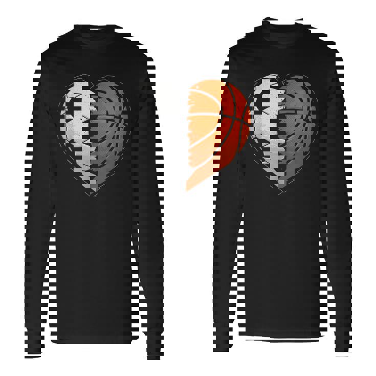 Soccer Basketball Ball Heart Sports Lover Valentines Day Long Sleeve T-Shirt Gifts ideas
