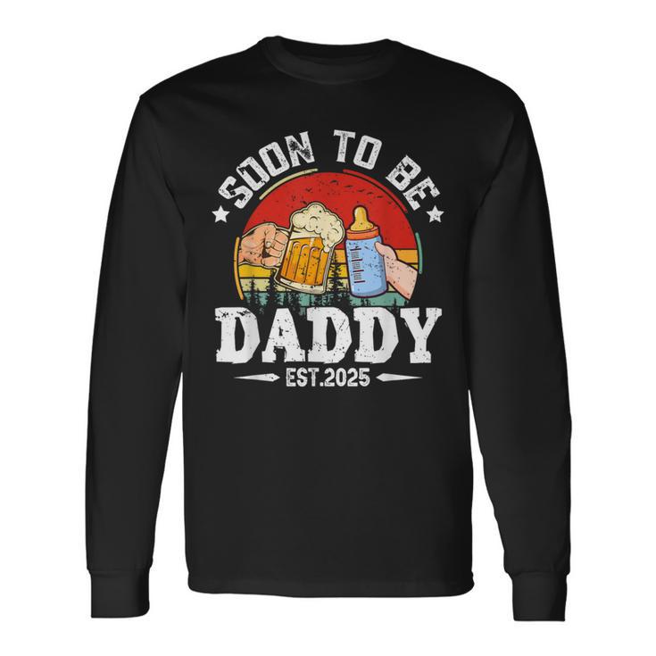 Soon To Be Daddy 2025 Retro Pregnancy Announcement Dad Langarmshirts Geschenkideen