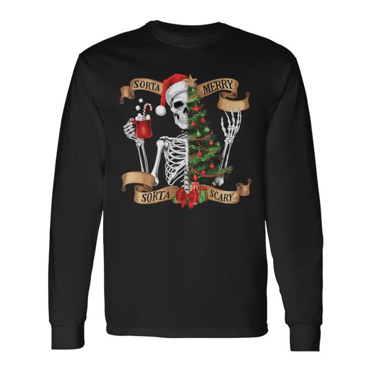 Sorta Merry Sorta Scary Christmas Skeleton Tree Men Long Sleeve T-Shirt