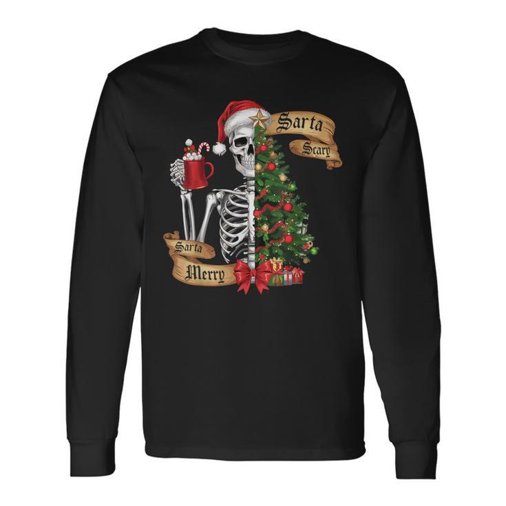 Sorta Merry Sorta Scary Christmas Skeleton Tree Xmas Long Sleeve T-Shirt