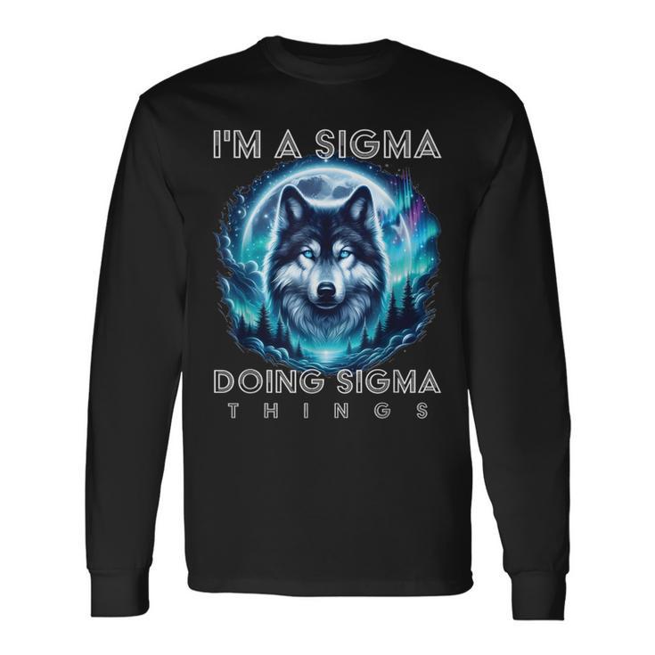 Soy Un Sigma Haciendo Sigma Cosas Alfa Lobo Hombre Hombres Camiseta de manga larga