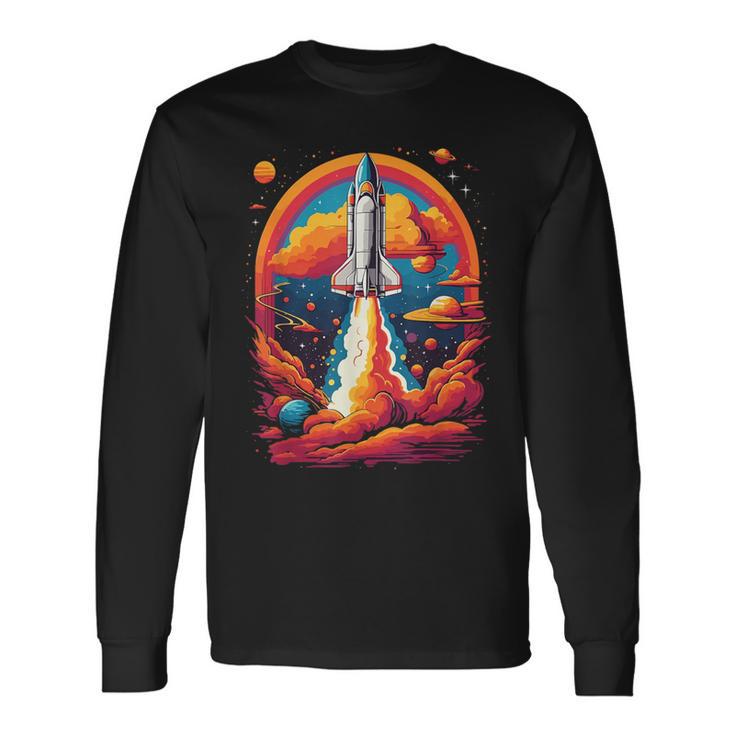 Space Travel With Space Shuttle Rocket Astronaut Dream Langarmshirts Geschenkideen