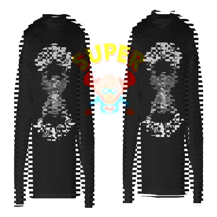 Super Auntie Hero Cape Flying Cartoon Niece Nephew Long Sleeve T-Shirt