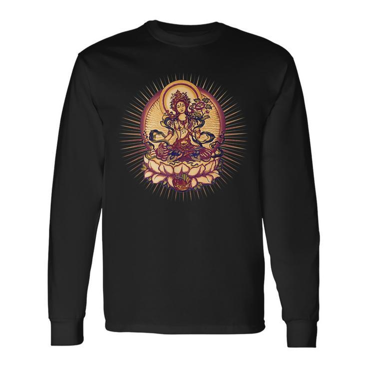 Tara Tibet Buddhism Lotus Meditation Yoga Om Spirituality Langarmshirts Geschenkideen