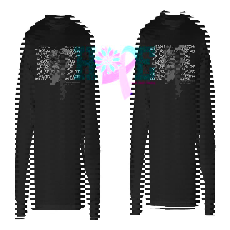 Thyroid Cancer Hope Ribbon Leopard Thyroid Awareness Long Sleeve T-Shirt Gifts ideas