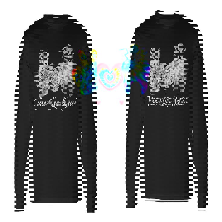 Tie Dye Heart Th Cute Dentist Peace Love Dental Long Sleeve T-Shirt
