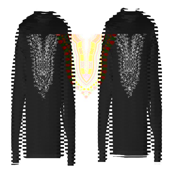 Traditional Tribal Dashiki Pride Attire Kente African Print Long Sleeve T-Shirt