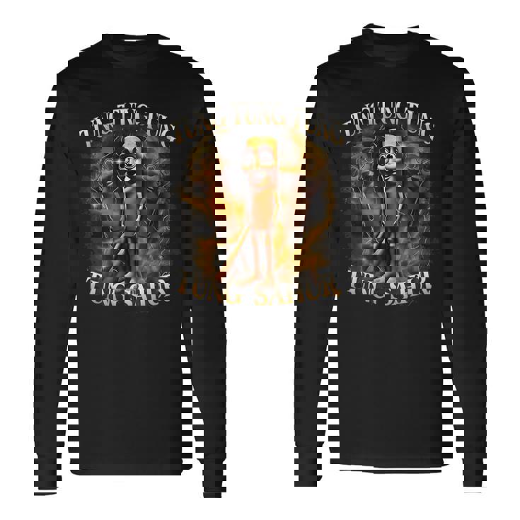 Tung Tung Tung Sahur Meme Brainrot Humor Gen Z Long Sleeve T-Shirt